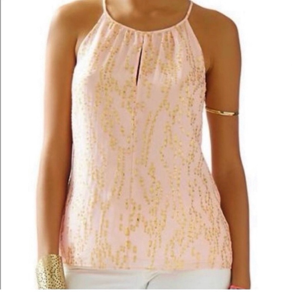 Silk Lilly Pulitzer Crinkle Clip Dot Jacquard Tank Top XS